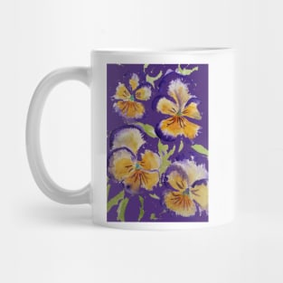 Viola Watercolor Purple Floral Pattern on Dark Purple Mug